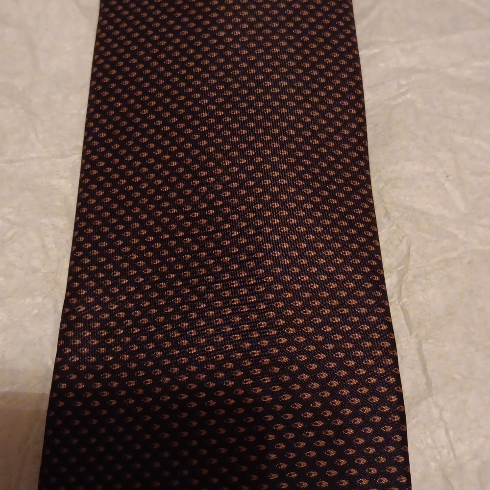 VINTAGE HERMES BLACK & BROWN SILK TIE - Picture 2 of 4